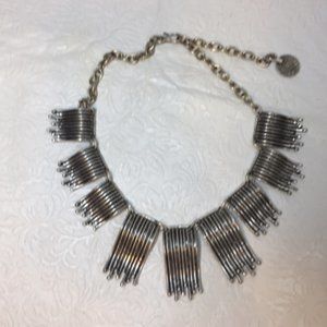 BOHO Traditional Designed Ottoman Greek Style Bib Necklace Silver Coated 20"